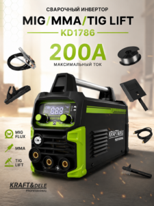 Сварочный инверторный аппарат MIG/MMA/TIG Lift Kraft&Dele KD1786 200A