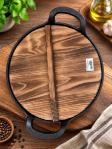 Чугунный казан с деревянной крышкой KZN-32CM, 32 см, 5 л