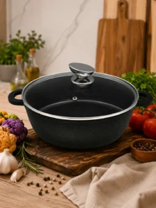 Кастрюля с керамическим покрытием и крышкой WiSmark S-022, Ø28 см, 5.8 л