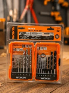 Set burghie WOKIN 751816 pentru metal, beton și lemn, 16 piese