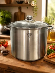 Кастрюля из нержавеющей стали WiSmark S735L, 15 л, со стеклянной крышкой
