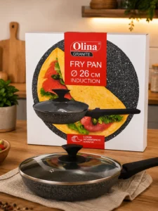 Сковорода с крышкой Olina Granite 26 см, для индукционных плит