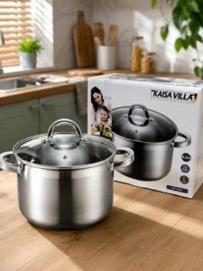 Кастрюля из нержавеющей стали со стеклянной крышкой KAISA VILLA KV-2246, 6.5 л