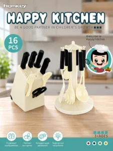Set de ustensile de bucătărie pentru copii Homkey Happy Kitchen, 16 piese