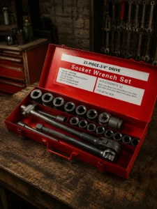 Set chei tubulare cu clichet 3/4″, 21 piese, 19–50 mm