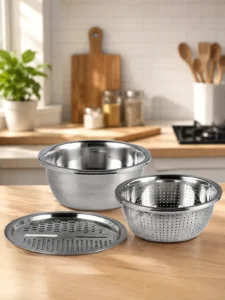 Set de bucătărie din oțel inoxidabil, 3 piese, 26 cm