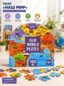 Puzzle educativ cu harta lumii Mideer Our World Puzzle
