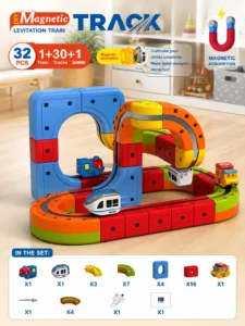 Set pistă magnetică cu tren DIY Magnetic Levitation Train Track – 32 piese