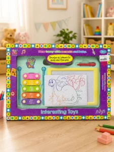 Set educativ pentru copii 2 în 1 „Tablă magnetică de desen + xilofon”