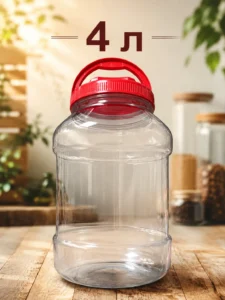Borcan dreptunghiular din plastic 4 L cu capac și mâner