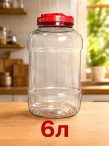 Borcan PET cu capac, 6 L