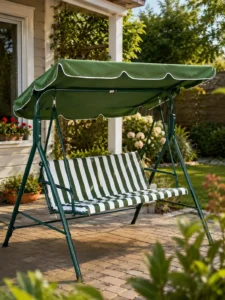 Leagăn de grădină din metal cu copertină, model 106-17