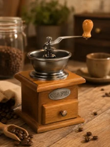 Râșniță manuală pentru cafea, stil retro