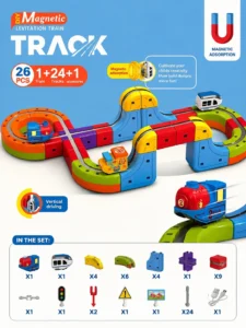 Set pistă magnetică cu tren DIY Magnetic Levitation Train Track – 26 piese