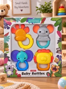 Set zornăitoare Lucky King Baby Rattles cu animale