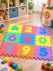 Covoraș puzzle EVA pentru copii cu cifre, multicolor