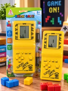Joc electronic portabil BAI BIAN Brick Game E-9999, 9999 în 1, galben