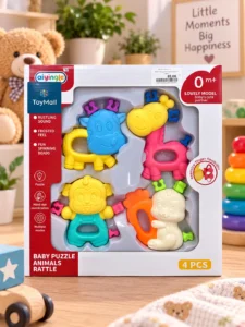 Set zornăitoare Aiyingle Baby Puzzle Animals Rattle