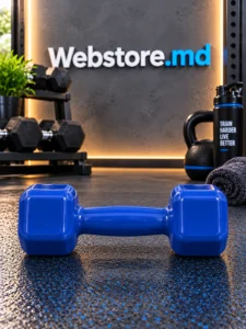 Ganteră fitness din vinil 4 kg, albastră