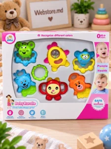Set zornăitoare Xinte Toys Baby Rarrtle cu animale