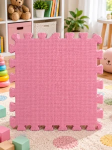 Covoraș puzzle de podea KTPTO17, 9 piese, gri/alb/roz