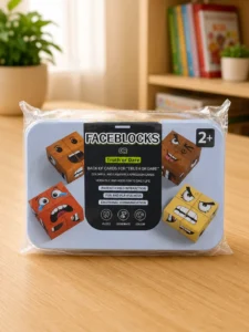 Joc educativ din lemn Faceblocks – Cuburi cu emoții