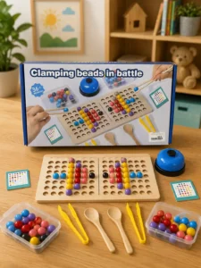 Joc educativ Clamping Beads in Battle – Bile colorate