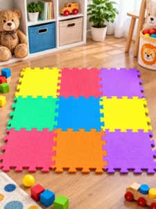 Covoraș puzzle EVA pentru copii cu litere și cifre, multicolor