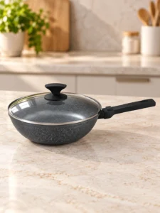 Tigaie wok Olina Granite cu capac, 24 cm