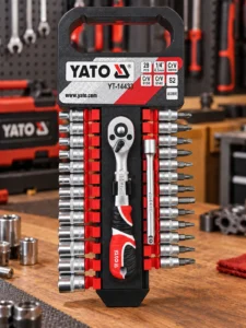 Set chei tubulare și biți YATO YT-14433, 1/4″, 28 piese