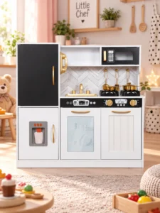 Детская деревянная игровая кухня с аксессуарами и функциями W10C946D