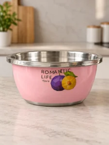 Bol din inox „Romantic Life”, roz, 24 cm
