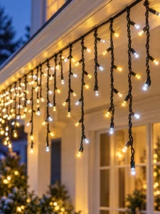 Ghirlandă luminoasă LED tip franjuri galbenă și albă