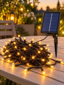 Ghirlandă luminoasă LED solară galbenă