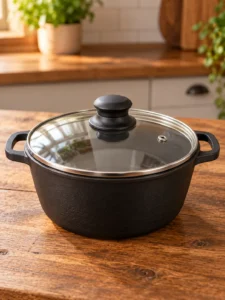 Cratiță din fontă cu capac din sticlă, 2 L, T401C3