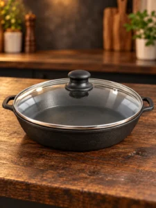 Tigaie din fontă turnată cu capac din sticlă, Ø 28 cm, T104C3